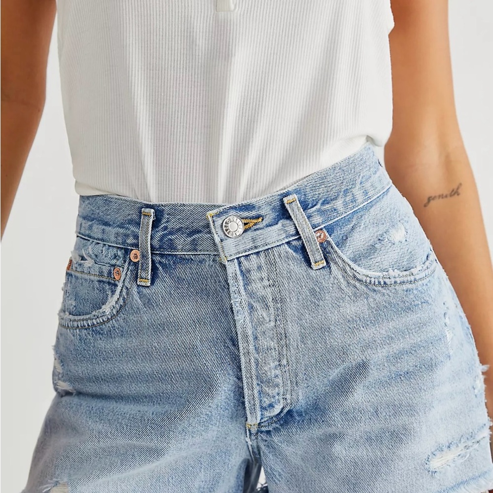 Agolde Sky Blue Denim Shorts - Picture 4 of 4